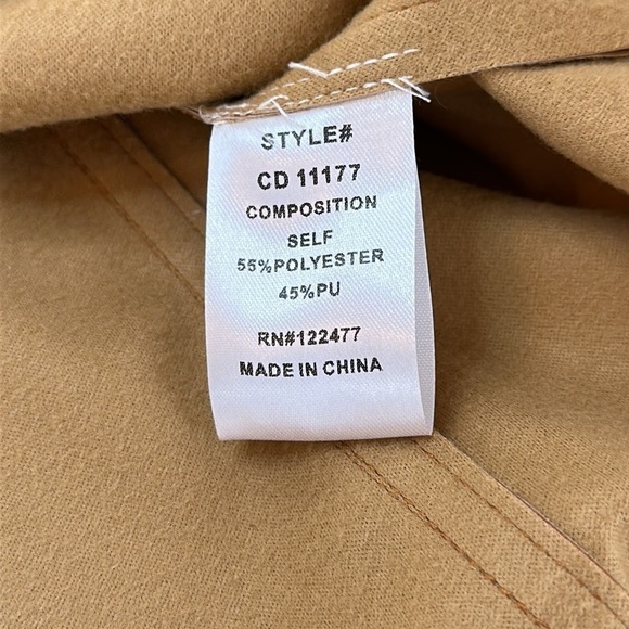 NWOT NSR Sammy Faux Leather Short Puff Sleeve Minidress In Camel Size Medium - Picture 12 of 13